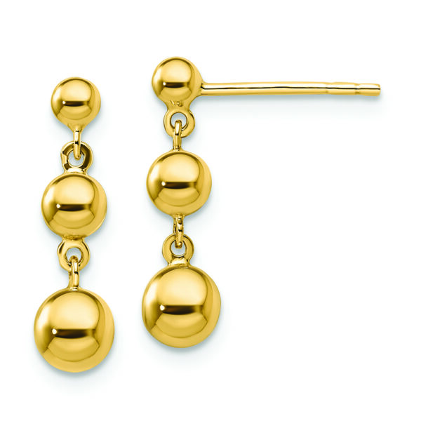14k Graduated 3 Ball Post Earrings