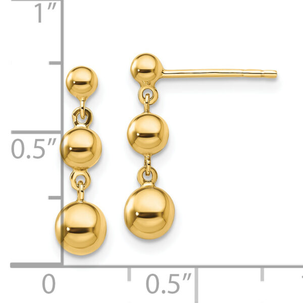 14k Graduated 3 Ball Post Earrings - Image 2