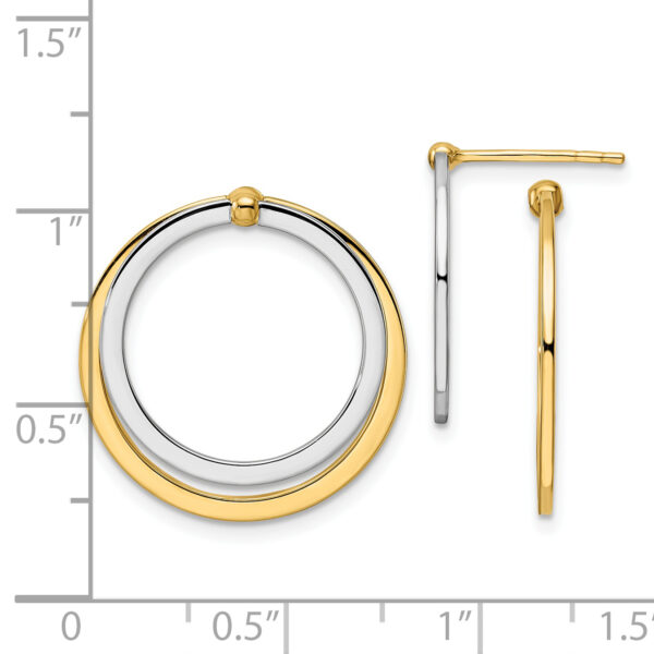 14k Two-tone Circle Front and Back Post Earrings - Image 2