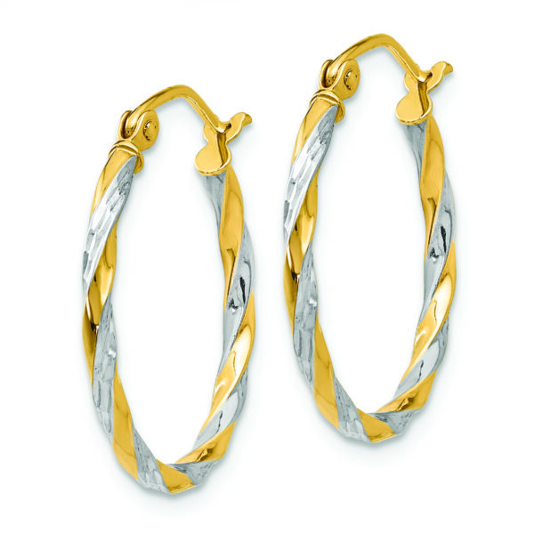 14K & Rhodium Hollow Twisted Hoop Earrings - Image 2