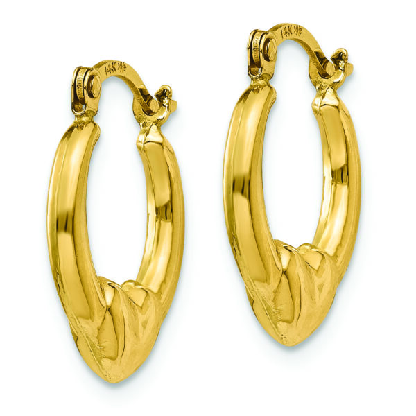 14K Hollow Heart Hoop Earrings - Image 2