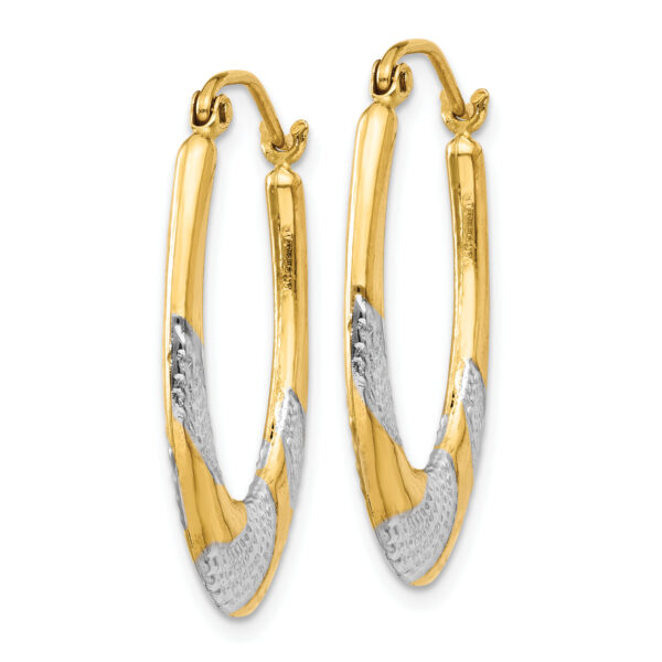 14K & Rhodium Hollow Oval Hoop Earrings - Image 2