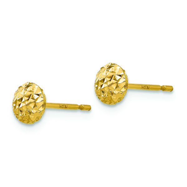 14K Gold 5mm Circle Puff Post Earrings - Image 2