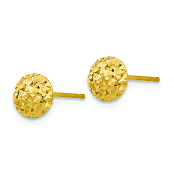 14K 6mm Puff Circle Post Earrings - Image 2