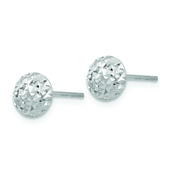 14K White Gold 6mm Circle Puff Post Earrings - Image 2