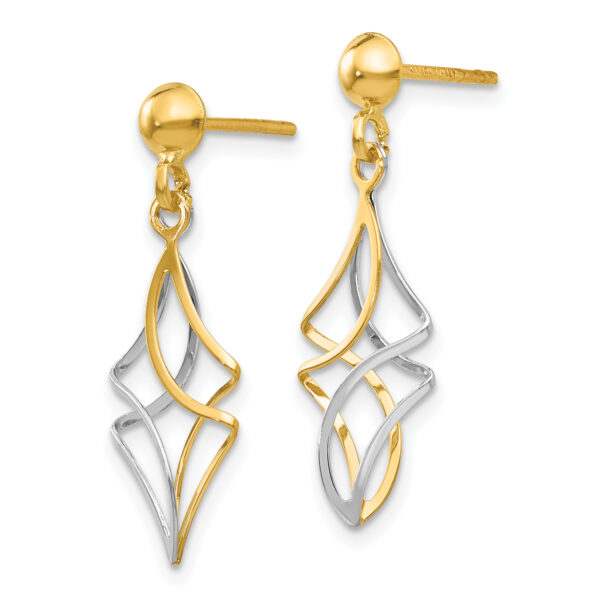 14k Two-tone Post Dangle Earrings - Image 2