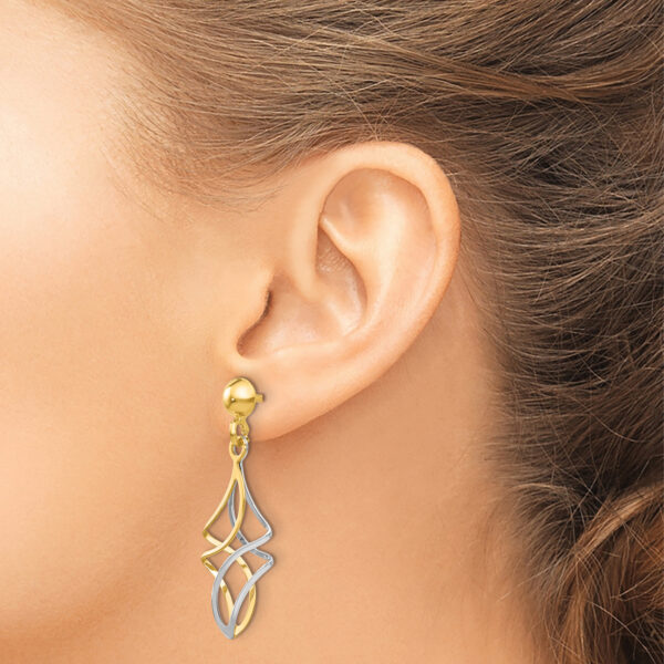 14k Two-tone Post Dangle Earrings - Image 3