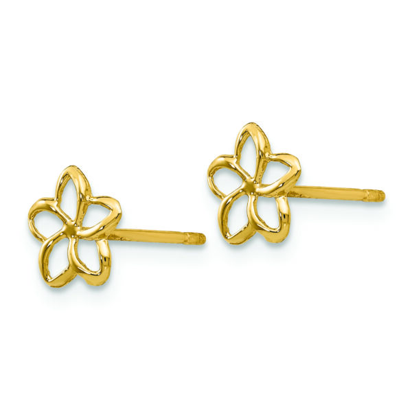 14k Plumeria Post Earrings - Image 2