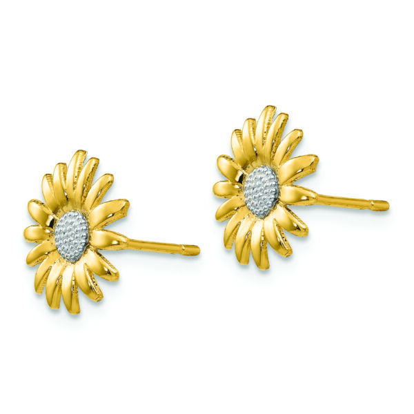 14k & Rhodium Mini Daisy Post Earrings - Image 2
