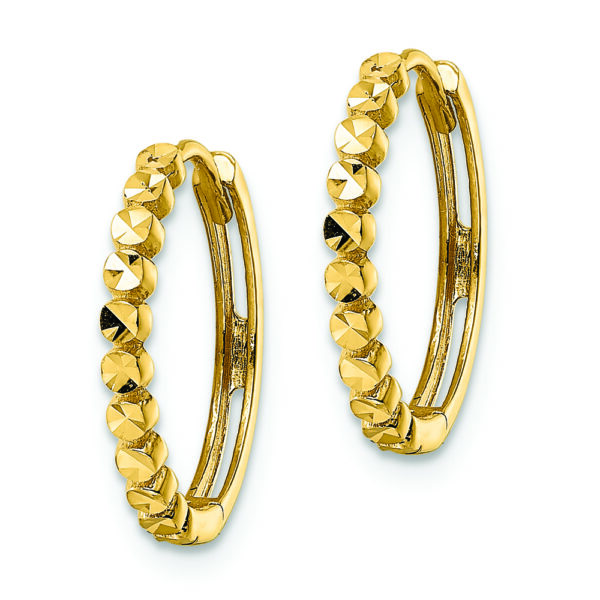 14k Diamond-cut 2x16mm Hinged Hoop Earrings - Image 2