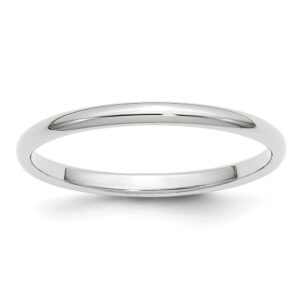 14KW 2mm Half-Round Wedding Band Size 4.5
