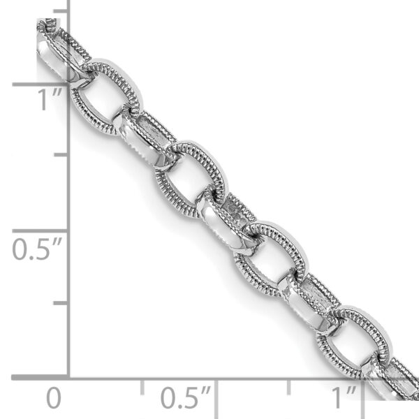 14k White Gold 5mm Hand Polished w/Ridged Edges Link Bracelet - Image 2