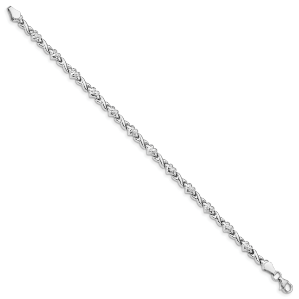14k White Gold Polished Heart & X Bracelet - Image 2