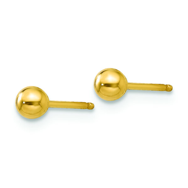 14k Polished 3mm Ball Post Earrings - Image 2