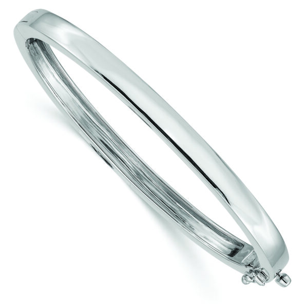 14k White Gold 5.3mm Polished Solid Hinged Bangle Bracelet