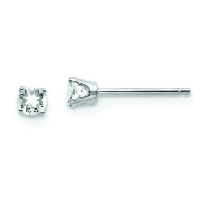 14k White Gold 3mm White Topaz Stud Earrings