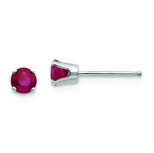 14k White Gold 4mm Ruby Stud Earrings