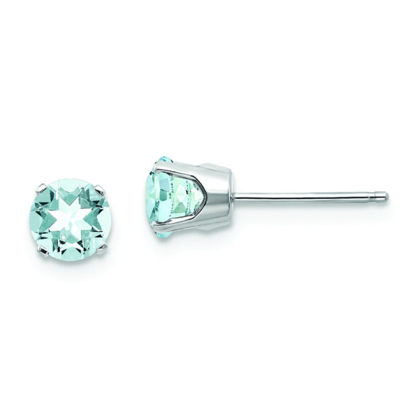 14k White Gold 5mm Aquamarine Stud Earrings