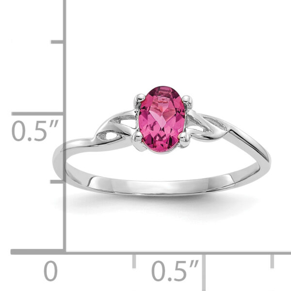 14k White Gold Pink Tourmaline Birthstone Ring - Image 2