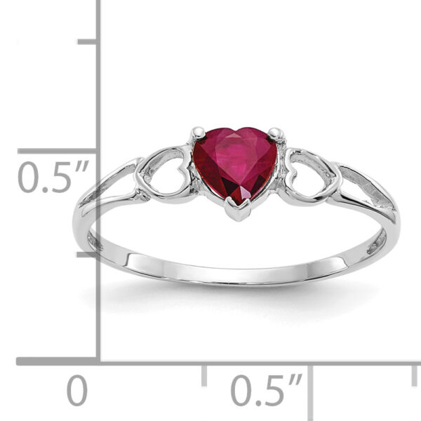 14k White Gold Ruby Birthstone Ring - Image 2