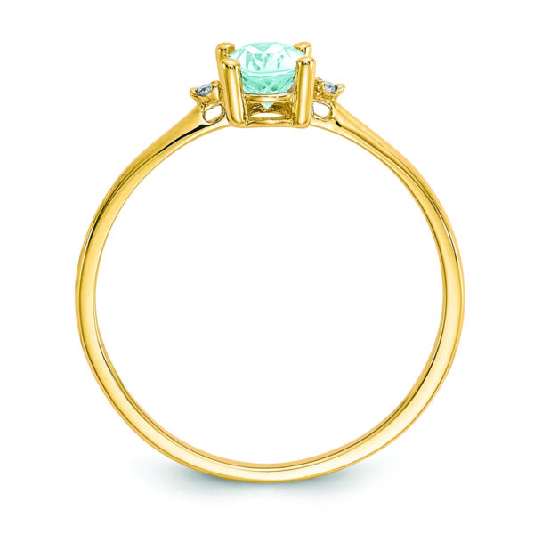 14k Diamond & Aquamarine Birthstone Ring - Image 2