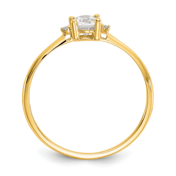 14k Diamond & White Topaz Birthstone Ring - Image 2