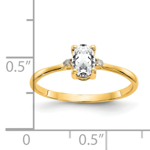 14k Diamond & White Topaz Birthstone Ring - Image 3