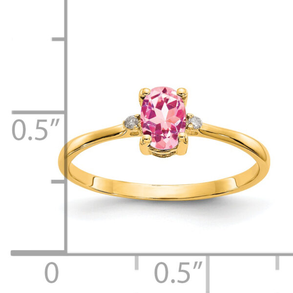 14k Diamond & Pink Tourmaline Birthstone Ring - Image 3