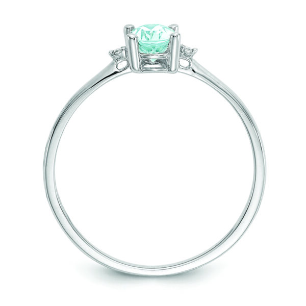 14k White Gold Diamond & Aquamarine Birthstone Ring - Image 2