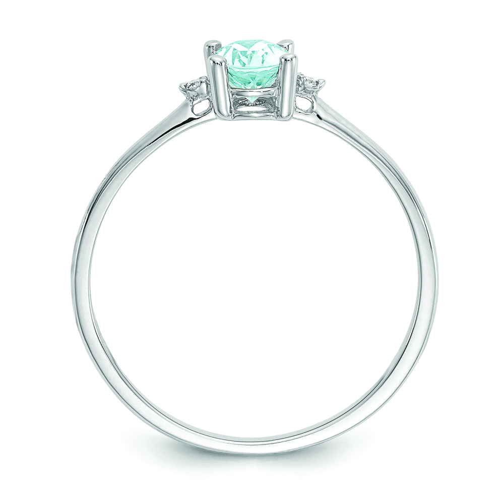 14k White Gold Diamond & Aquamarine Birthstone Ring - Image 2