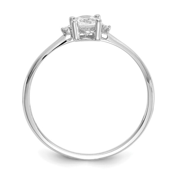 14k White Gold Diamond & White Topaz Birthstone Ring - Image 2