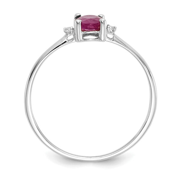 14k White Gold Diamond & Ruby Birthstone Ring - Image 2