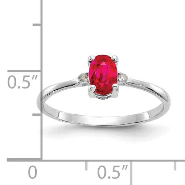 14k White Gold Diamond & Ruby Birthstone Ring - Image 3