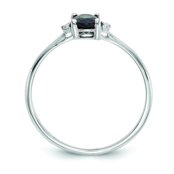 14k White Gold Diamond & Sapphire Birthstone Ring - Image 2