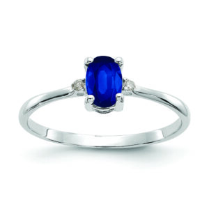14k White Gold Diamond & Sapphire Birthstone Ring