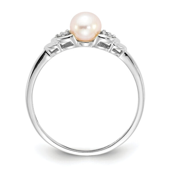 14k White Gold FW Cultured Pearl and Diamond Ring - Image 2