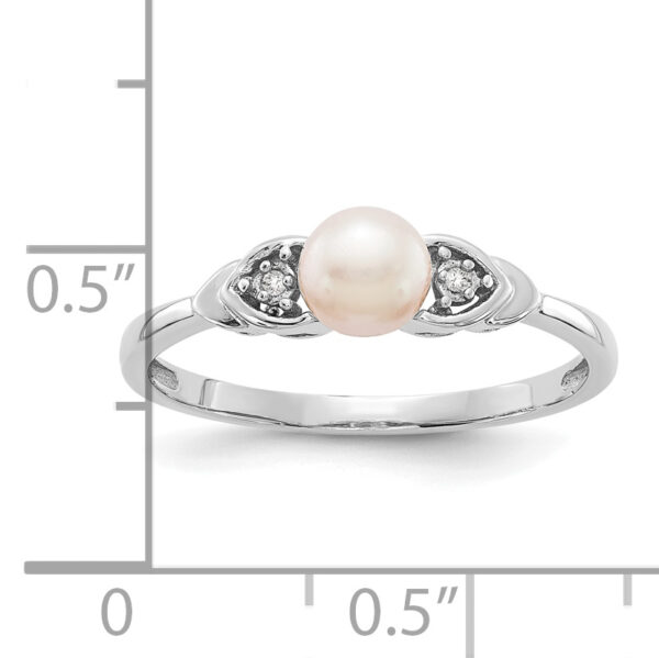 14k White Gold FW Cultured Pearl and Diamond Ring - Image 3