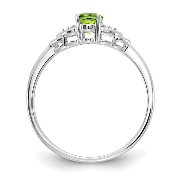 14k White Gold Peridot and Diamond Ring - Image 2