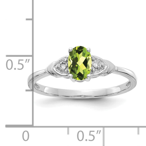 14k White Gold Peridot and Diamond Ring - Image 3