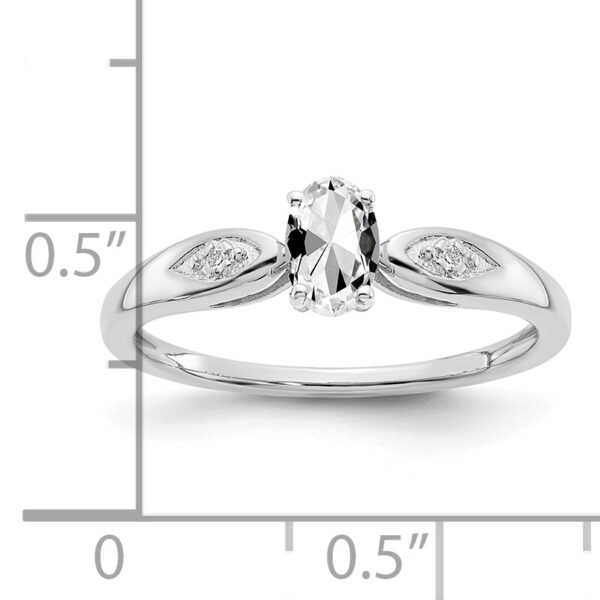 14k White Gold White Topaz and Diamond Ring - Image 3