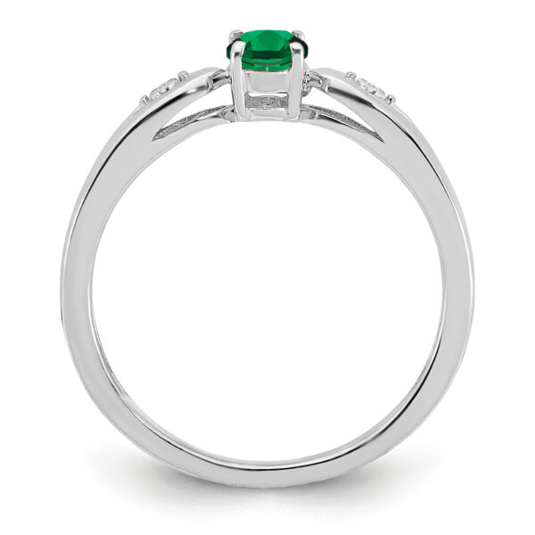 14k White Gold Emerald and Diamond Ring - Image 2