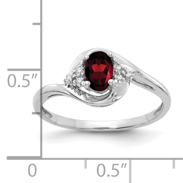 14k White Gold Garnet and Diamond Ring - Image 3