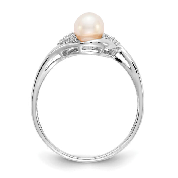 14k White Gold FW Cultured Pearl and Diamond Ring - Image 2