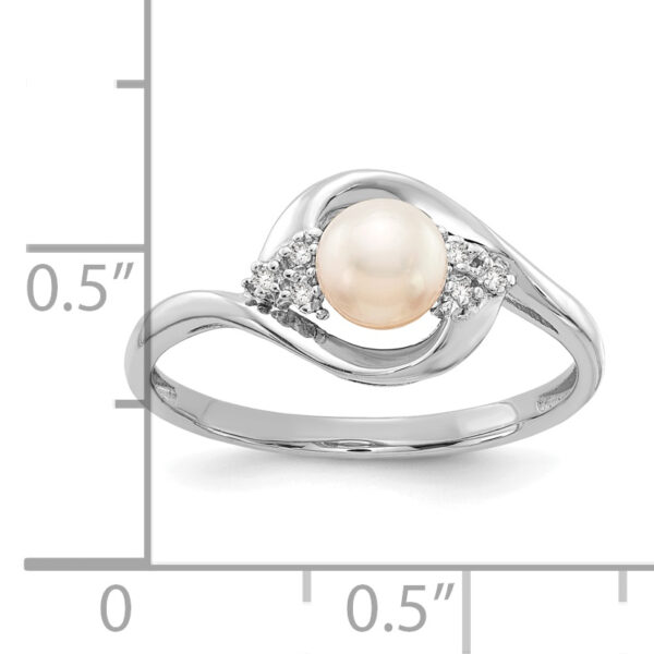14k White Gold FW Cultured Pearl and Diamond Ring - Image 3