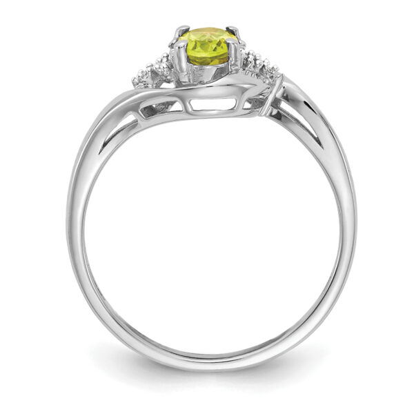 14k White Gold Peridot and Diamond Ring - Image 2