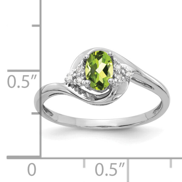 14k White Gold Peridot and Diamond Ring - Image 3
