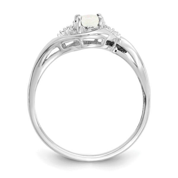 14k White Gold Opal and Diamond Ring - Image 2