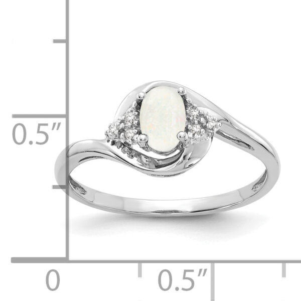 14k White Gold Opal and Diamond Ring - Image 3