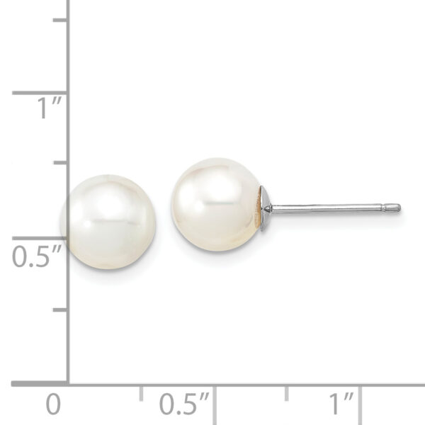 14K White Gold 8-9mm Round White Saltwater South Sea Pearl Earrings - Image 3
