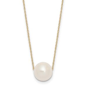 14K 10-11mm Semi-Round White FWC Pearl Rope Necklace